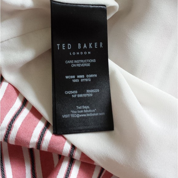 Ted Baker Women Coryn Layered Striped Midi Pink Ruffled Stripe Skirt size 12 NWT - Picture 10 of 12